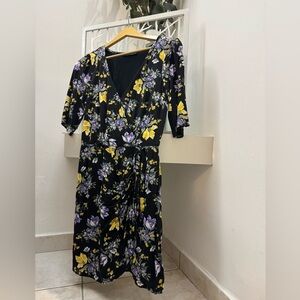 Abercrombie & Fitch Black Floral Midi Dress
